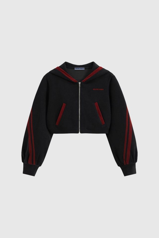 Aelfric Eden Cropped Contrast Stripe Zip Up Hoodie #2