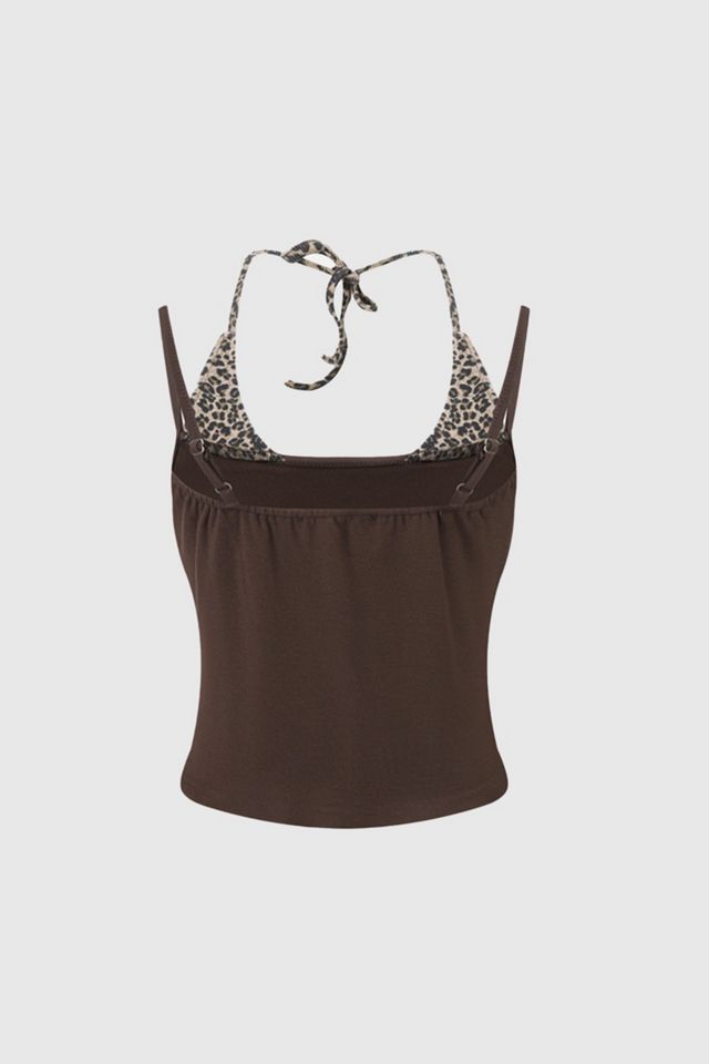 Aelfric Eden Leopard Halter Studded Cami Top #4
