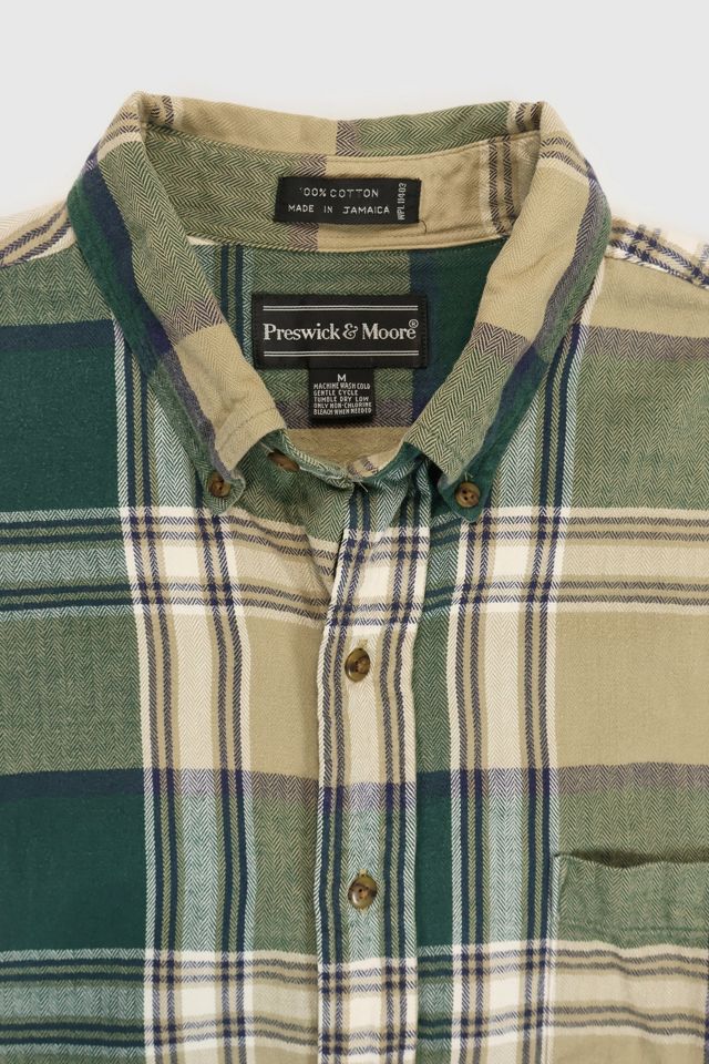 Vintage Green Plaid Button-Down Shirt #2