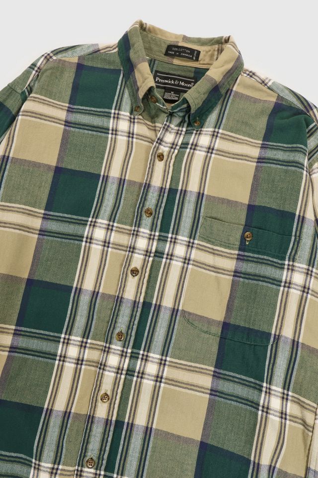Vintage Green Plaid Button-Down Shirt #3