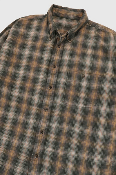 Vintage Dark Plaid Button-Down Shirt