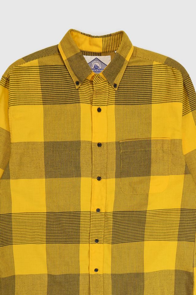 Vintage Yellow Check Pattern Button-Down Shirt #1