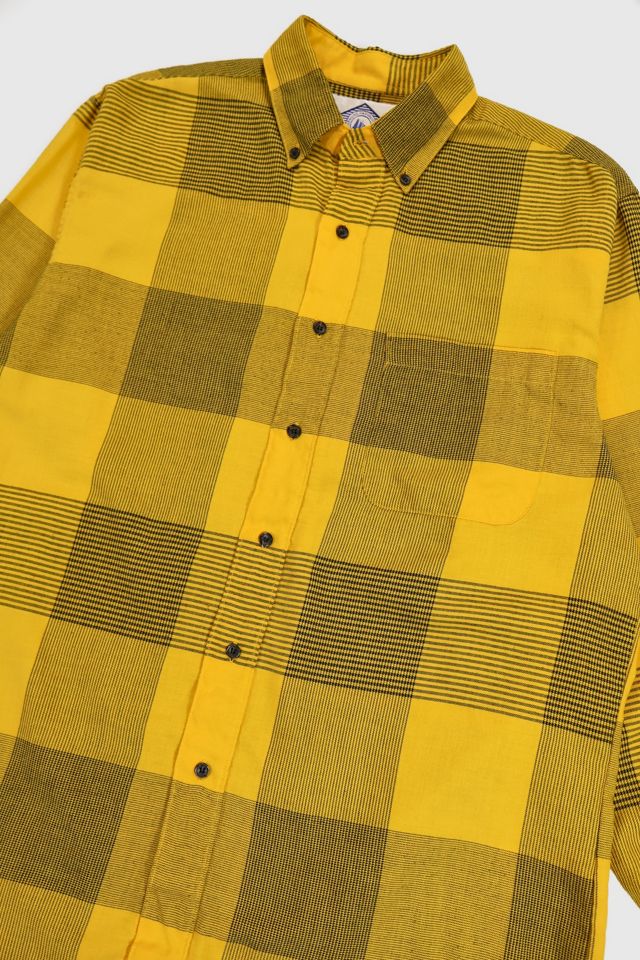 Vintage Yellow Check Pattern Button-Down Shirt #2