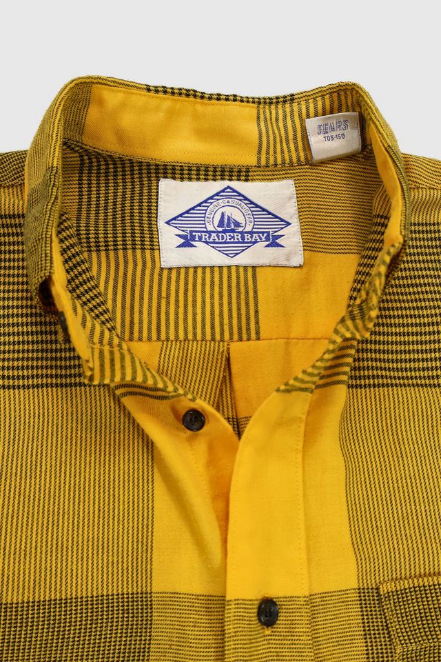 Vintage Yellow Check Pattern Button-Down Shirt #4