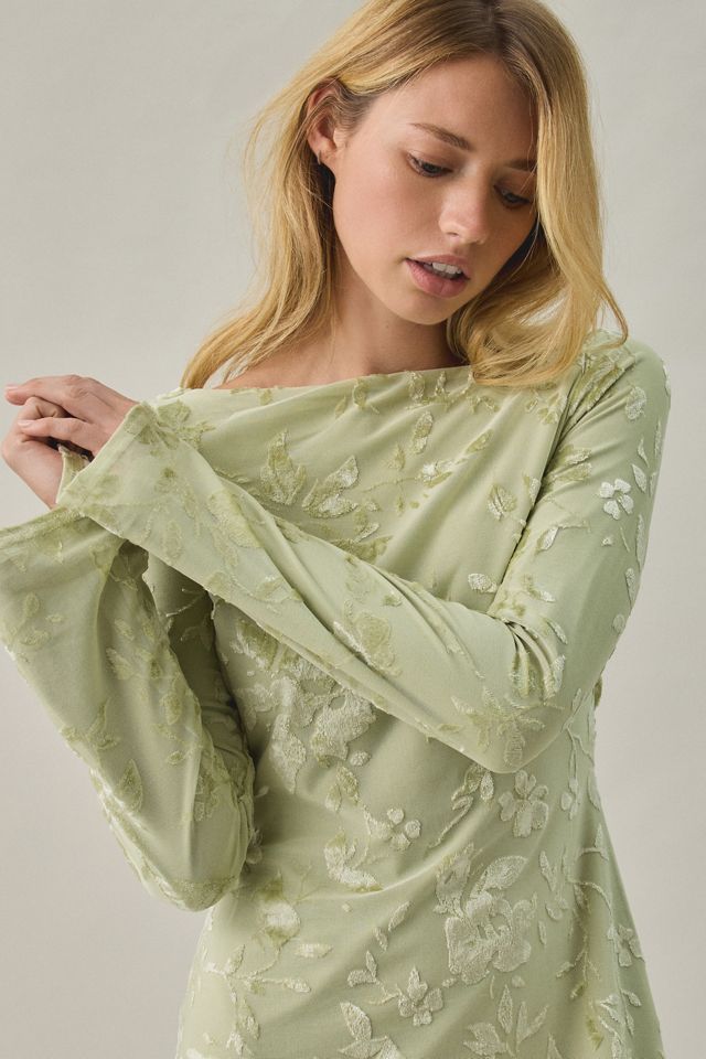 For Love & Lemons Limesicle Velvet Burnout Cowl Back Mini Dress #3