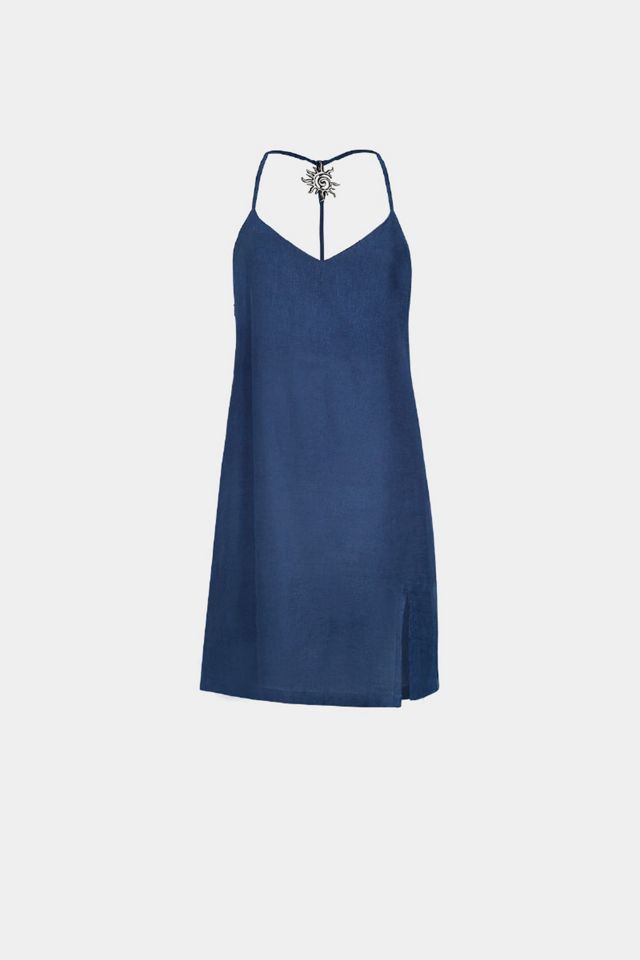 KIBYS Sacred Sun Heli Embellished Linen Mini Dress #3