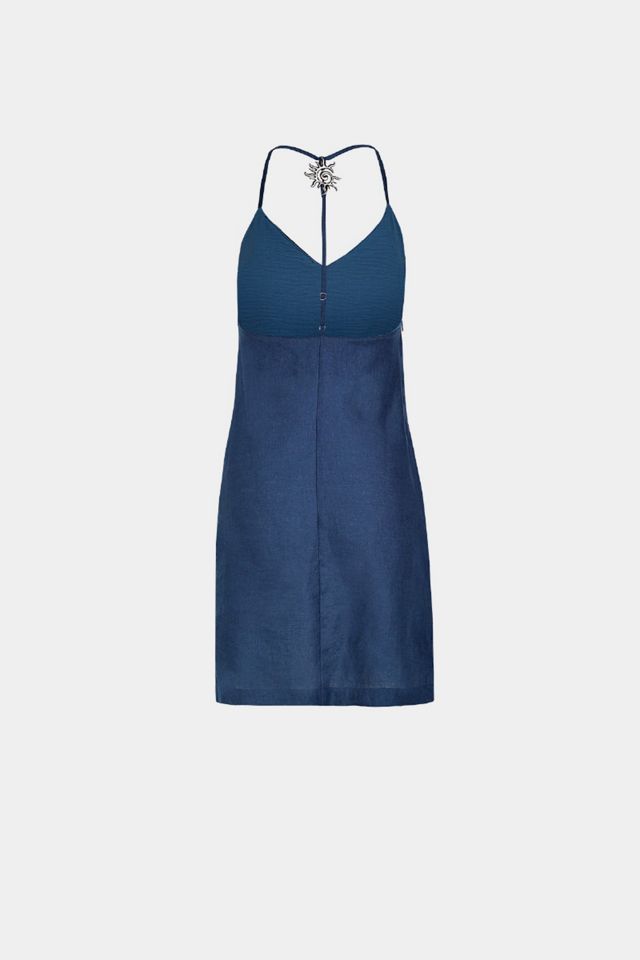 KIBYS Sacred Sun Heli Embellished Linen Mini Dress #4