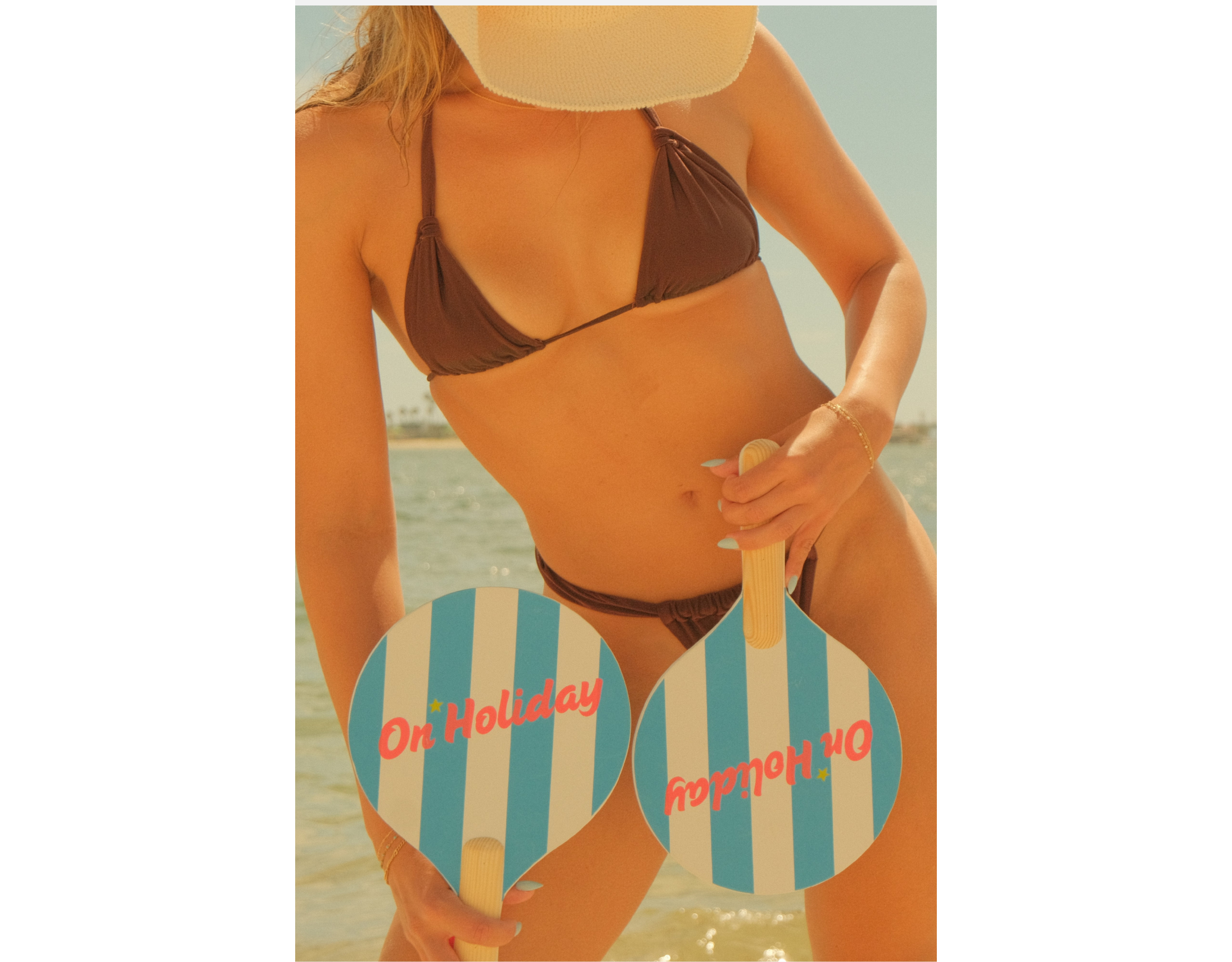 On Holiday Pickleball Cabana Stripe Beach Paddle Set