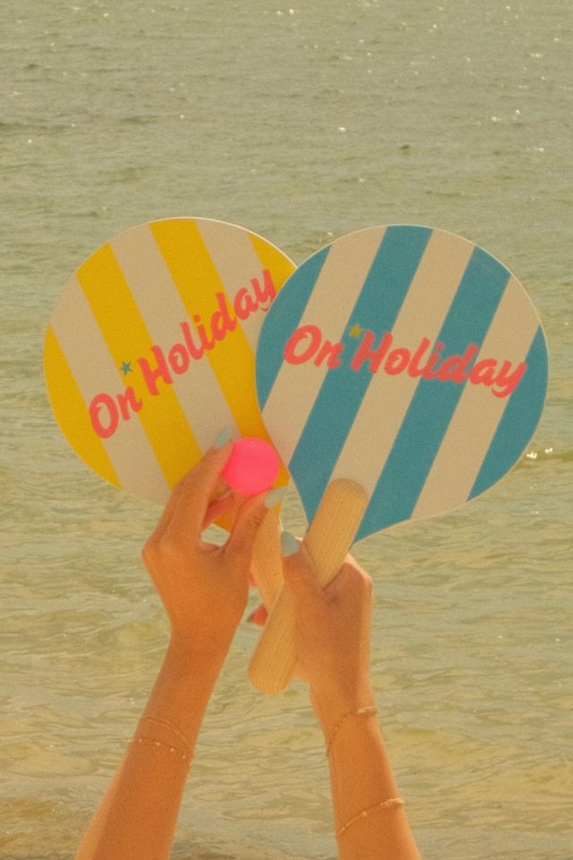 On Holiday Pickleball Cabana Stripe Beach Paddle Set #4