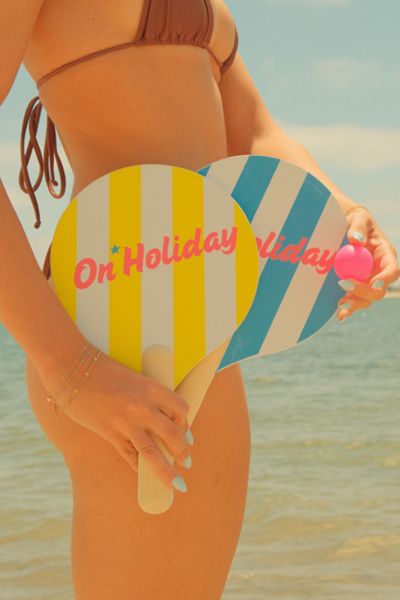 On Holiday Pickleball Cabana Stripe Beach Paddle Set