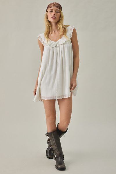 For Love & Lemons All Aboard Ruffle Babydoll Mini Dress