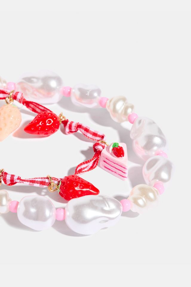 Skinnydip London Strawberry Gingham Pearl Beaded Phone Chain #1
