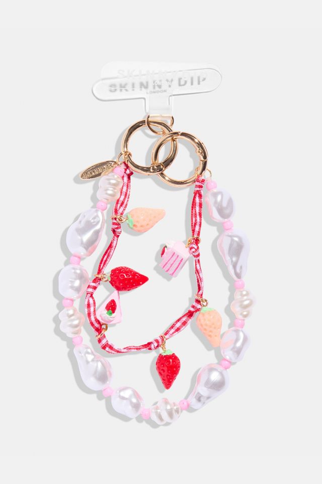 Skinnydip London Strawberry Gingham Pearl Beaded Phone Chain #3
