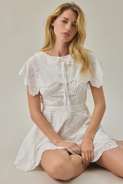 For Love & Lemons Lola Oversized Collar Lace Mini Dress