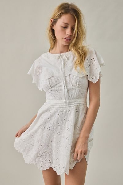 For Love & Lemons Lola Oversized Collar Lace Mini Dress