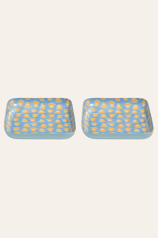 Zsa Zsa Zsu Nanpur Patterned Square Metal Decorative Tray Set #3