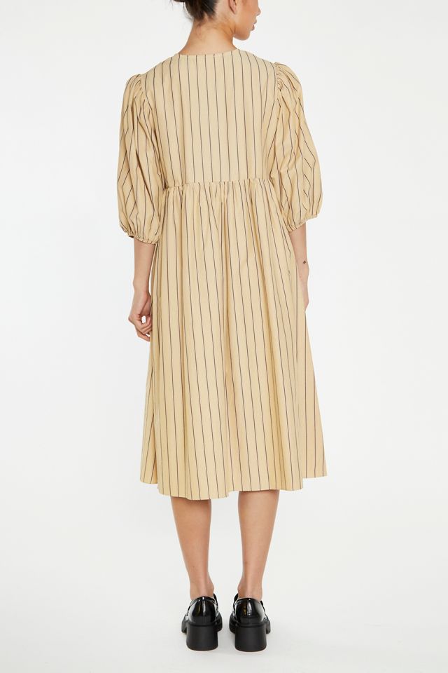 Glamorous Tie-Front Puff Sleeve Babydoll Midi Dress #1