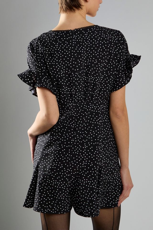 Glamorous Polka Dot Tie-Front Ruffle Babydoll Romper #2