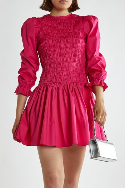 Glamorous Smocked Drop Waist 3/4 Sleeve Mini Dress