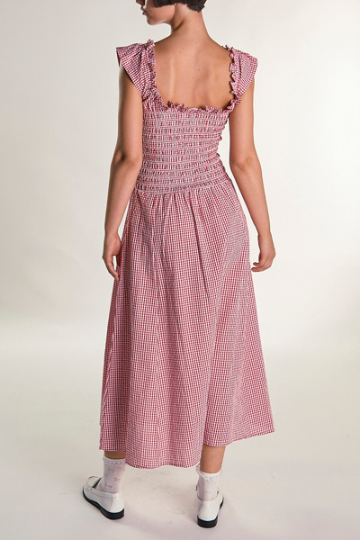 Glamorous Flutter Sleeve Smocked Cotton Midi Dress