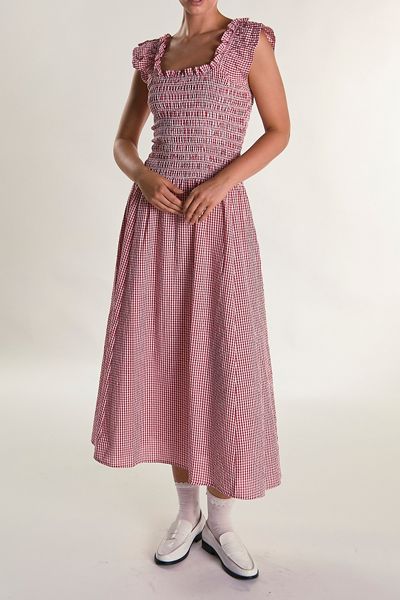 Robe midi Glamorous en coton smocké à manches volantées