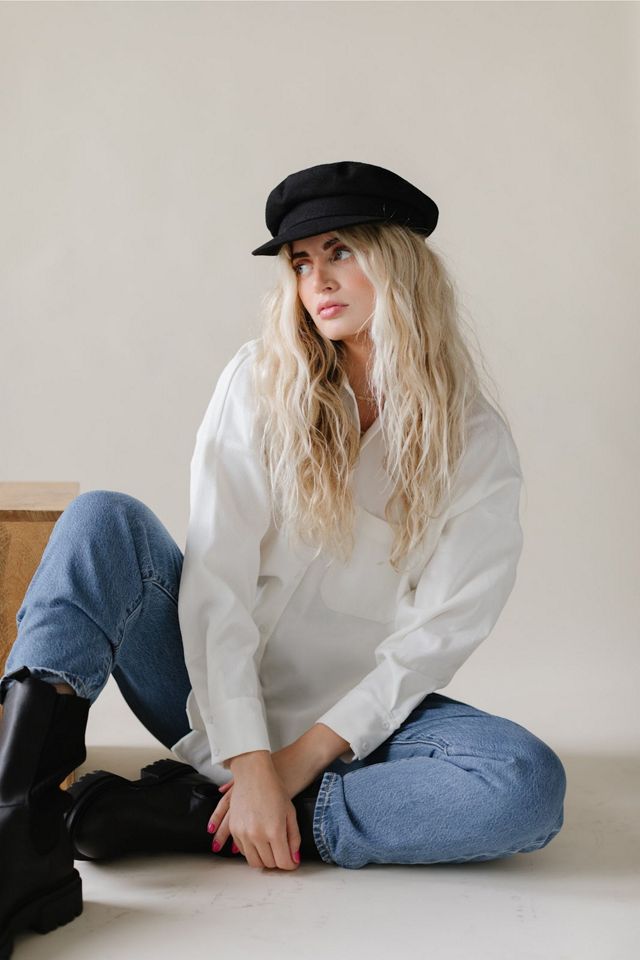 Gigi Pip Linen Newsboy Cap #2