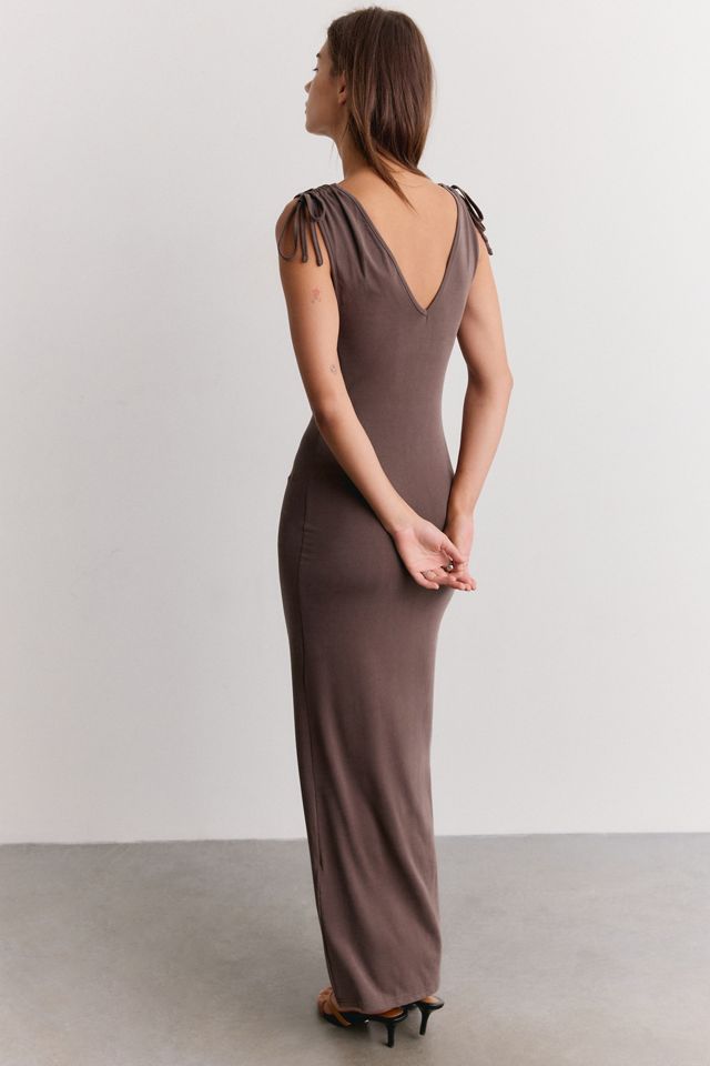 Motel Sanyo Plunging V-Neck Tie-Shoulder Maxi Dress #3