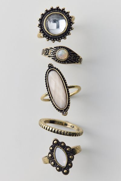 Ornate Gem Rings Set