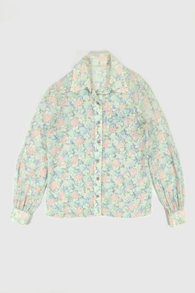 Vintage Pastel Floral Blouse