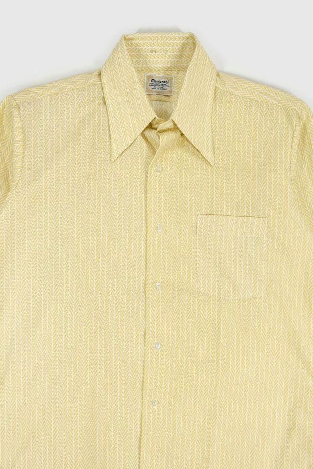 Vintage Herringbone Pattern Button-Down Shirt #1
