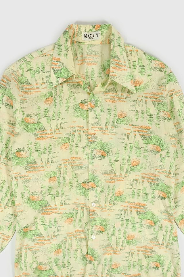 Vintage Sailboat Pattern Button-Down Shirt #1