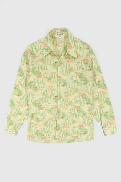 Vintage Sailboat Pattern Button-Down Shirt