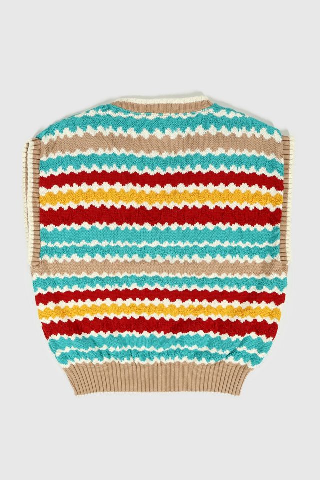 Vintage Knit Stripe Sweater Vest #1
