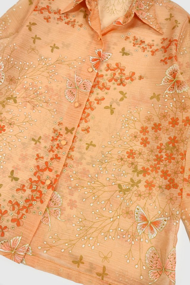 Vintage Butterfly Pattern Lace Blouse #2