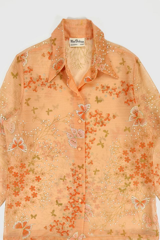 Vintage Butterfly Pattern Lace Blouse #3