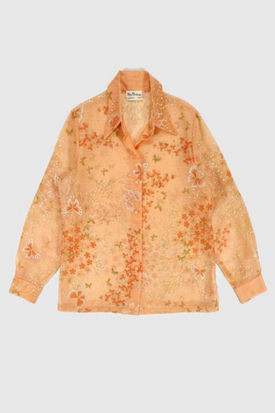 Vintage Butterfly Pattern Lace Blouse