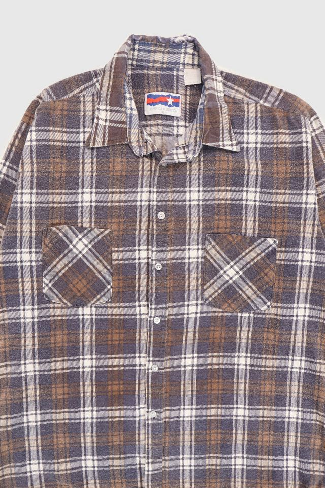 Vintage Blue Plaid Button-Down Shirt #1
