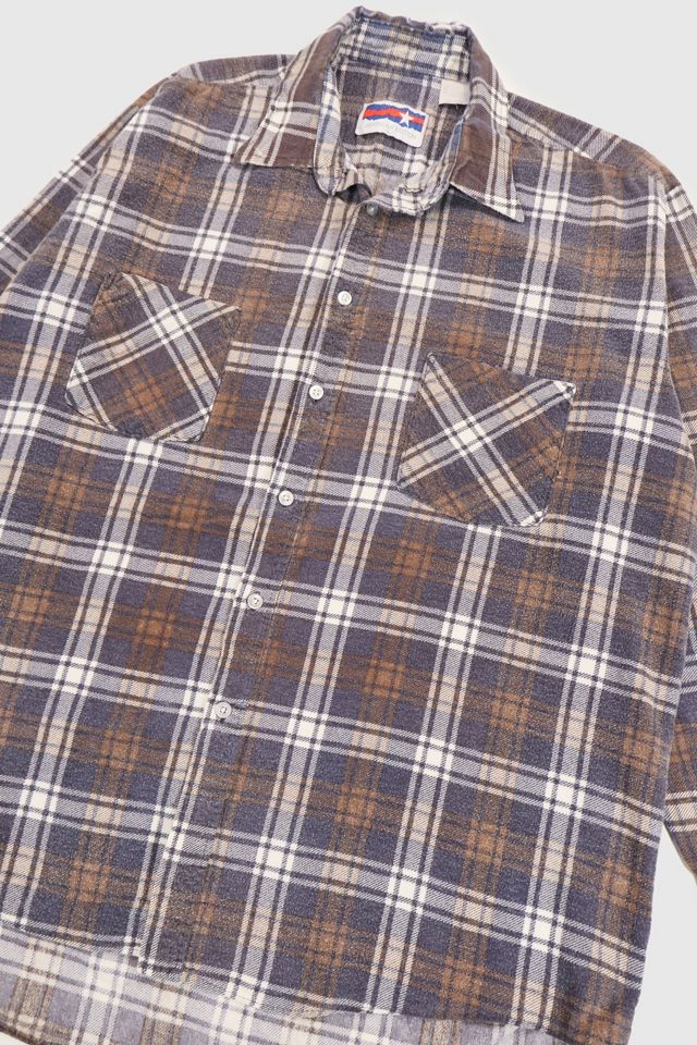 Vintage Blue Plaid Button-Down Shirt #3