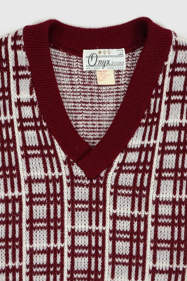 Vintage V-Neck Pattern Sweater Vest #3