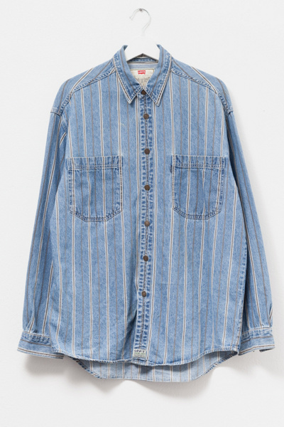 Vintage 1990s Levi’s® Cotton Denim Stripe Long Sleeve Button Up Shirt