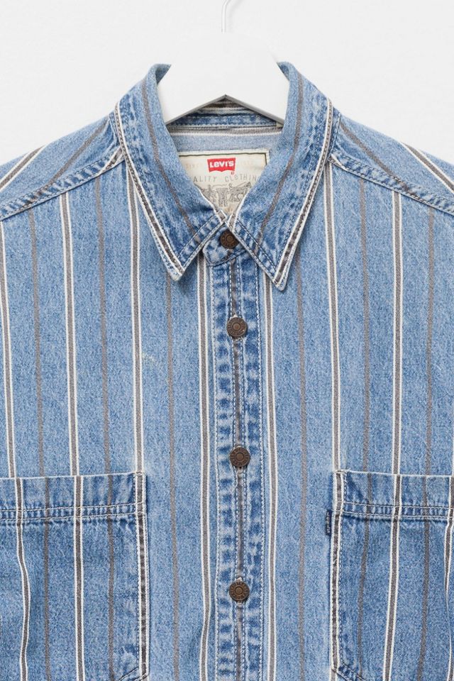 Vintage 1990s Levi’s® Cotton Denim Stripe Long Sleeve Button Up Shirt #2