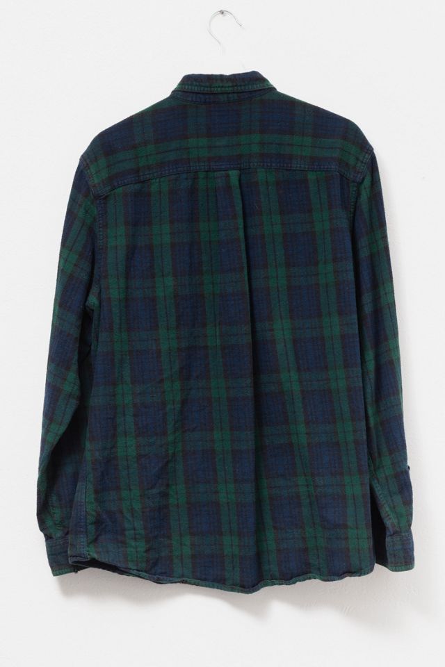 Vintage Y2K L.L. Bean Navy Blue Green Plaid Flannel Shirt #1