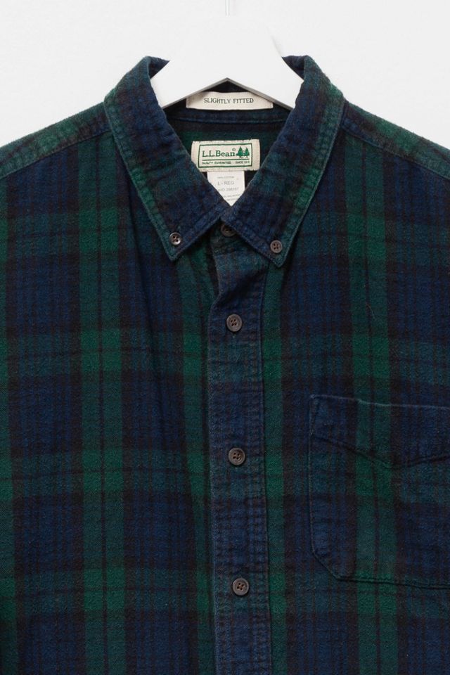 Vintage Y2K L.L. Bean Navy Blue Green Plaid Flannel Shirt #2