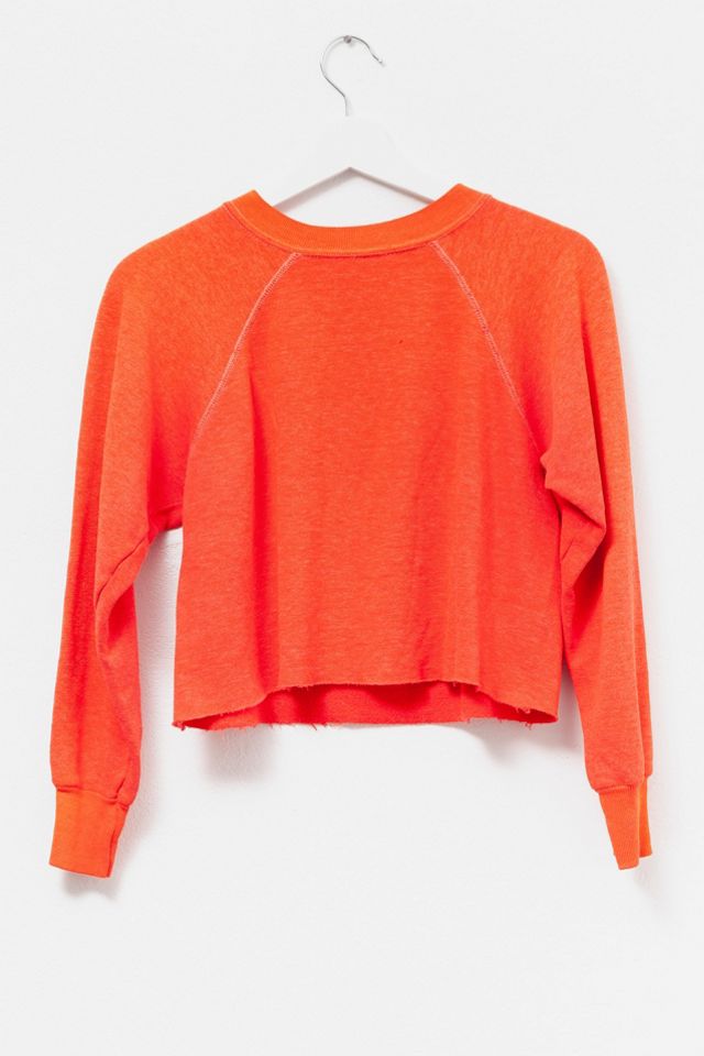 Vintage 1970s Distressed Cropped Graphic Raglan Sweatshirt #1