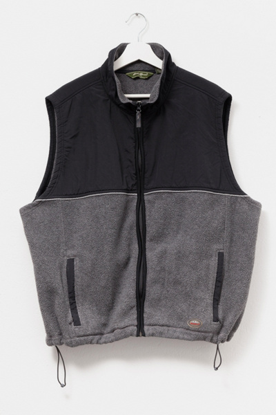 Vintage 1990s Eddie Bauer Gray Black Technical Fleece Vest | Urban