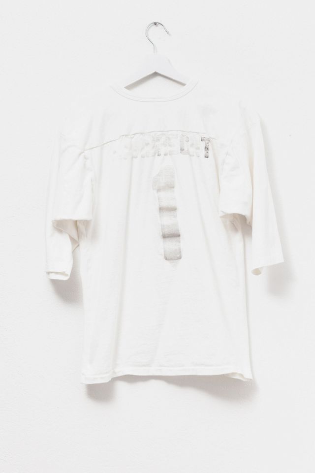Vintage 1980s Distressed White Cotton Football Jersey #1