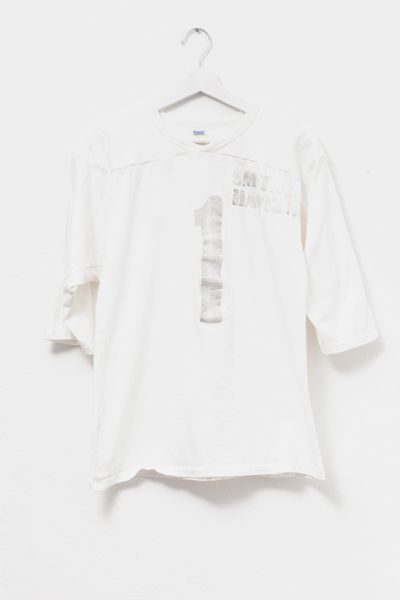 Vintage 1980s Distressed White Cotton Football Jersey