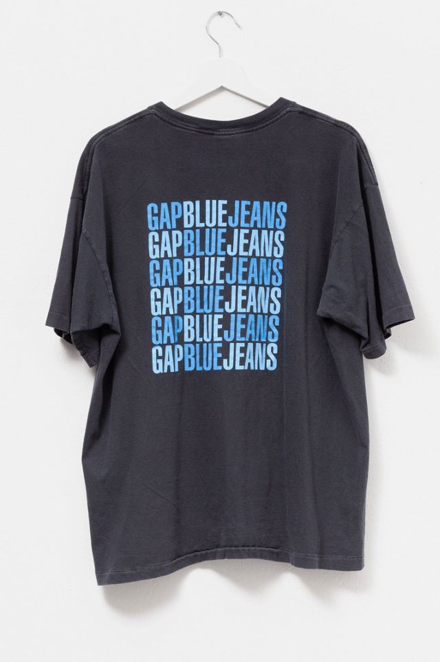Vintage 1990s Gap Blue Jeans Distressed Pocket T-Shirt #1