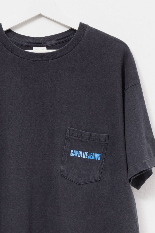 Vintage 1990s Gap Blue Jeans Distressed Pocket T-Shirt #2