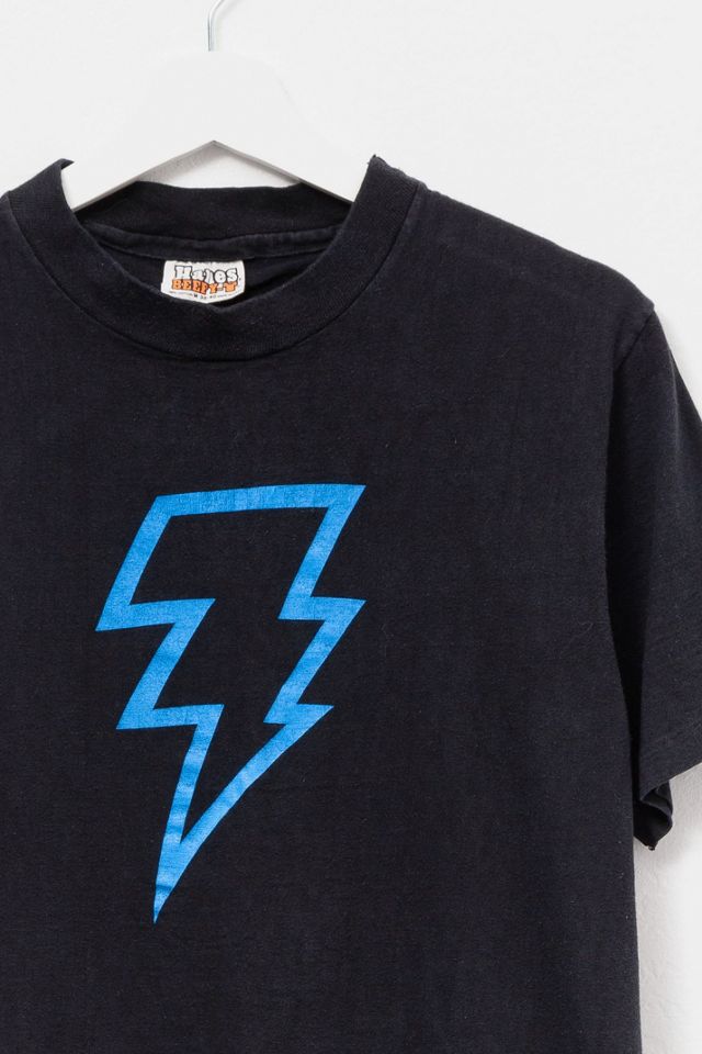 Vintage 1980s Lightning Bolt Black Graphic Cotton T-Shirt #2
